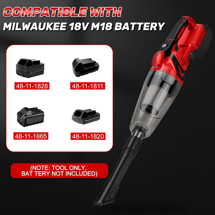 Akku Handstaubsauger, kompatibel mit Milwaukee M 18V-Akku (ohne Batterie), 10000 Pa Tragbar Staubsau