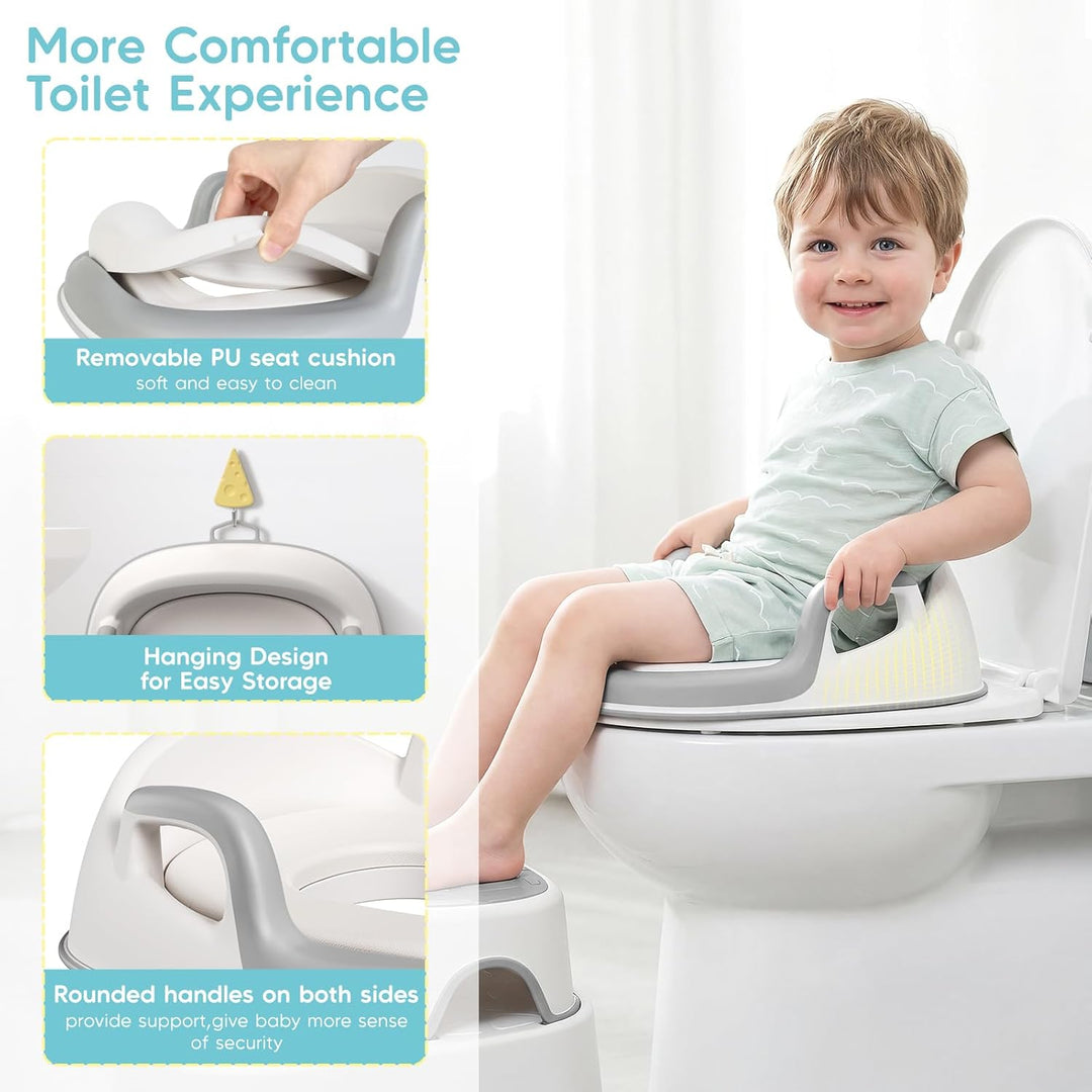 Maliton Toilettensitz Kinder mit 2-stufiger Tritthocker für Kinder 1-8 Jahren, Kindertoilettenkorb m