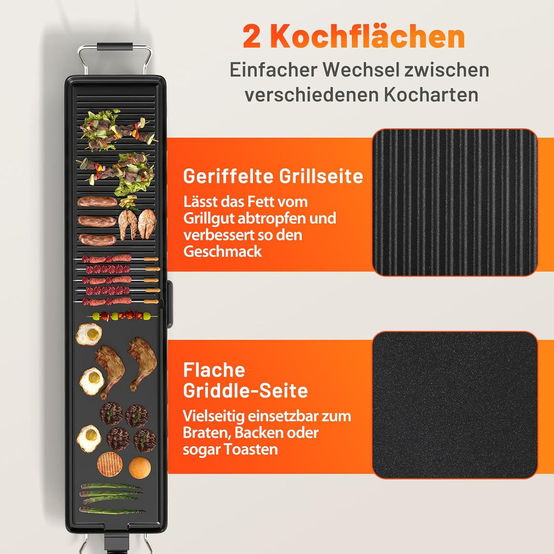 COSTWAY Teppanyaki Grill 1800W, Elektrische Grillplatte, Antihaft Tischgrill mit Einstellbarer Tempe