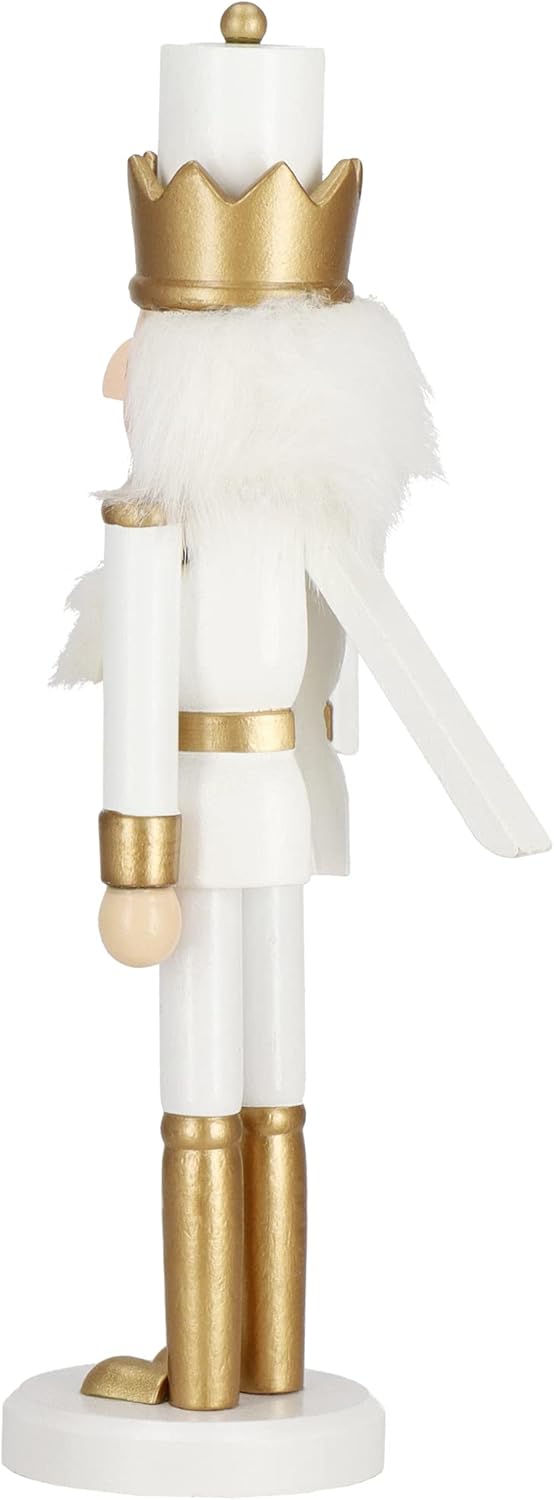 SPRINGOS Dekofigur Nussknacker Figur aus Holz König mit Zepter 30,5 cm Weihnachtsdekoration Holzfigu