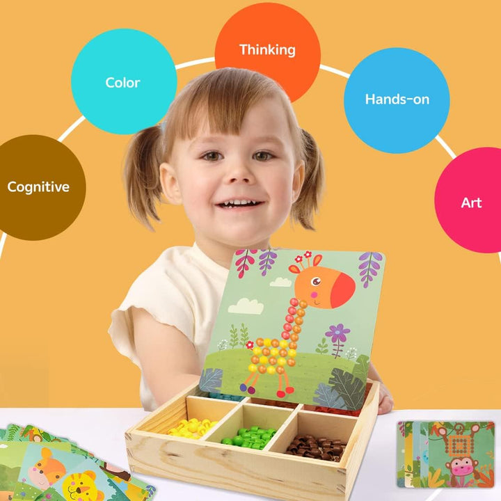 Gohytal Mosaik Steckspiel für Kinder, Spielzeug ab 2 3 4 5 7 8 Jahre Holz Montessori Steckspiel Gesc