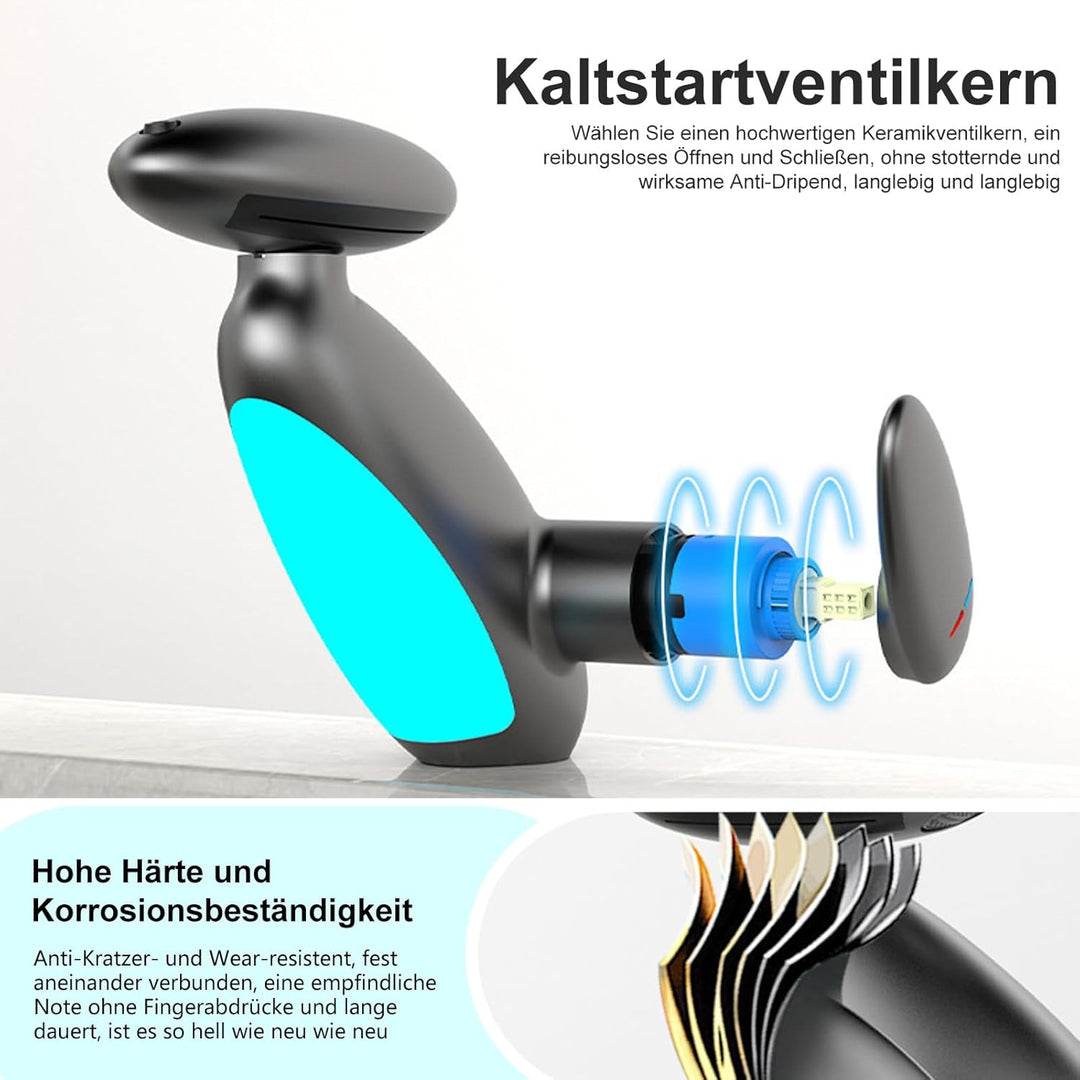 Wasserhahn Bad, 4 modus wasserhahn, Kreativer Waschtischarmatur mit Wasser Temperaturwechselnde Bele
