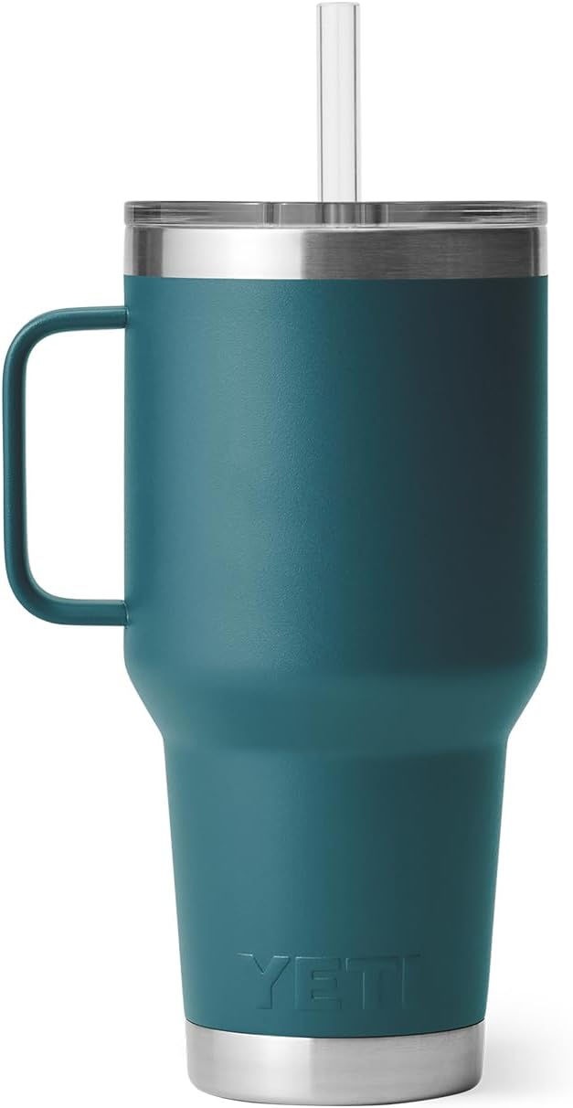 YETI Rambler Trinkbecher mit Griff und Strohhalm-Deckel, Reisebecher, Wasserbecher, vakuumisolierter