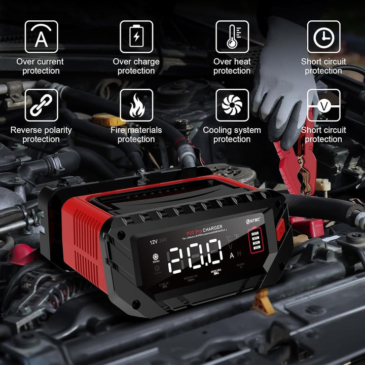 Haisito Schnelleres ladegerät für handbetrieb12 V 24 V, 20A Car Battery Charger Smart Rapid Battery
