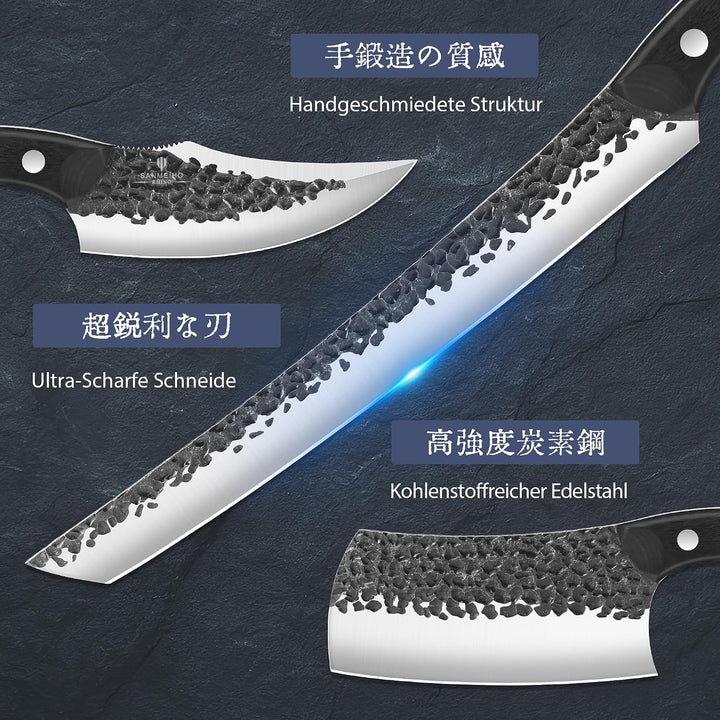 SANMEIHO 8-Teilig Metzgermesser Set mit Messertasche
