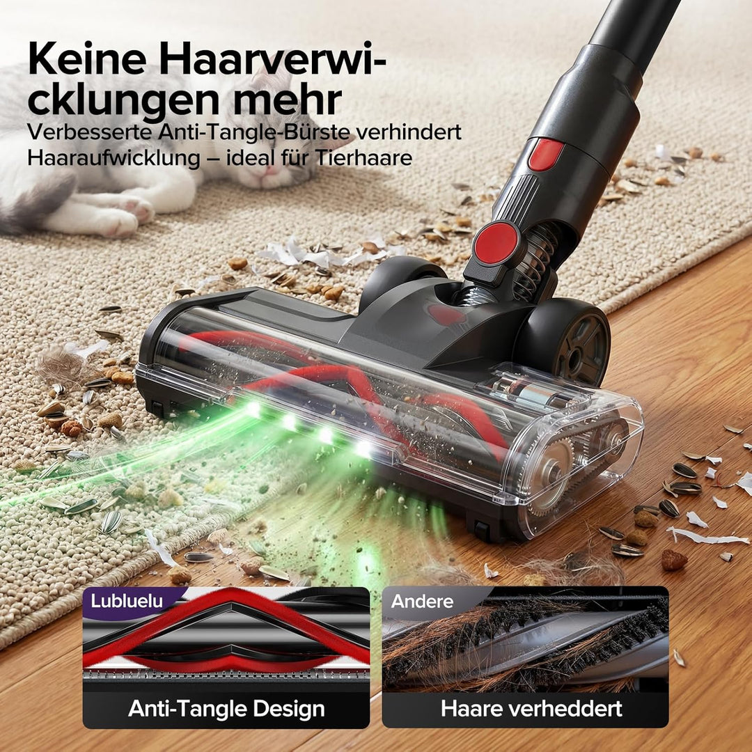 Lubluelu Akku Staubsauger Kabellos, 45kPa Saugkraft/50 Min Laufzeit, mit Selbststehend-Funktion&amp;Anti