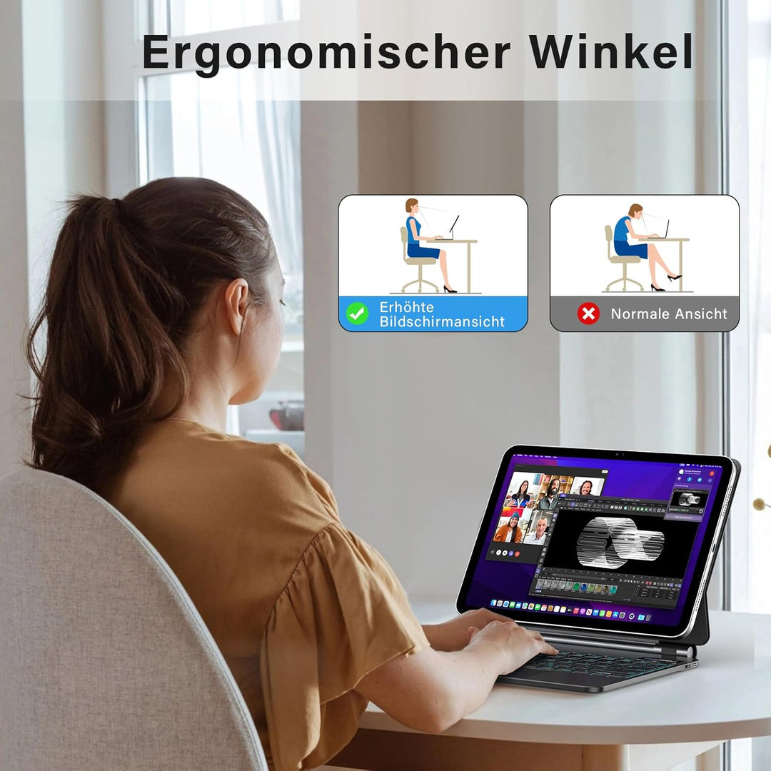 KBCASE Magnetische Tastatur Hülle für iPad A16 11/10 Generation (2025/2022, 11/10.9 Zoll) Magic Tast