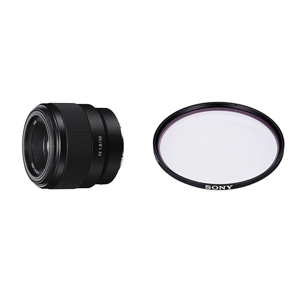 Sony SEL-50F18F Standard Objektiv (Festbrennweite, 50 mm, F1.8) schwarz + Sony VF-49MPAM Carl Zeiss