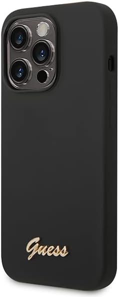 Guess GUHCP14XSLSMK hülle für iPhone 14 Pro Max 6,7" schwarz/Black Hard case Silicone Vintage Gold L