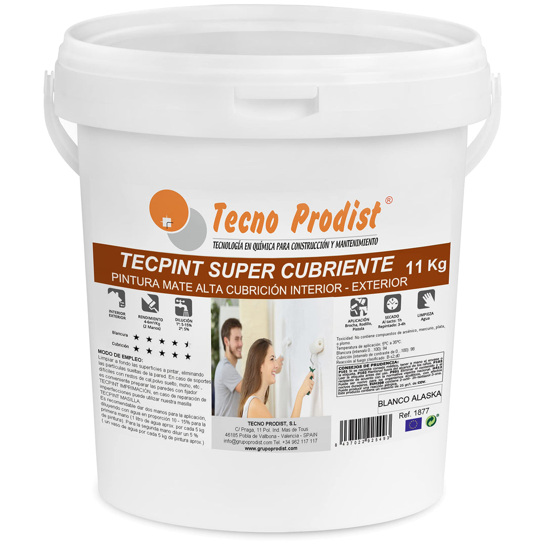 TECPINT SUPER DECKLACK von Tecno Prodist - 11 Kg (WEISS) Aussen- und Innenfarbe auf Wasserbasis -Ext