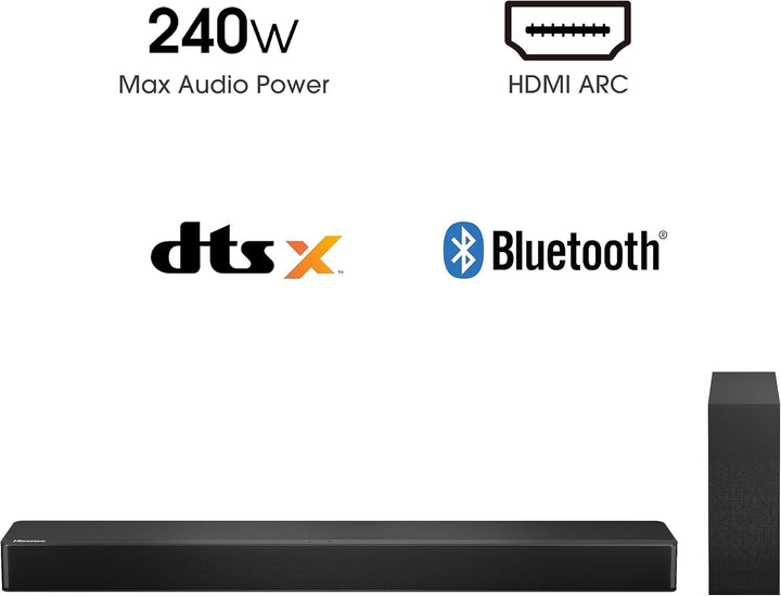 Hisense HS2100 2.1 Soundbar Home Theater System mit kabellosem Subwoofer, 240W, Dolby Audio, Bluetoo