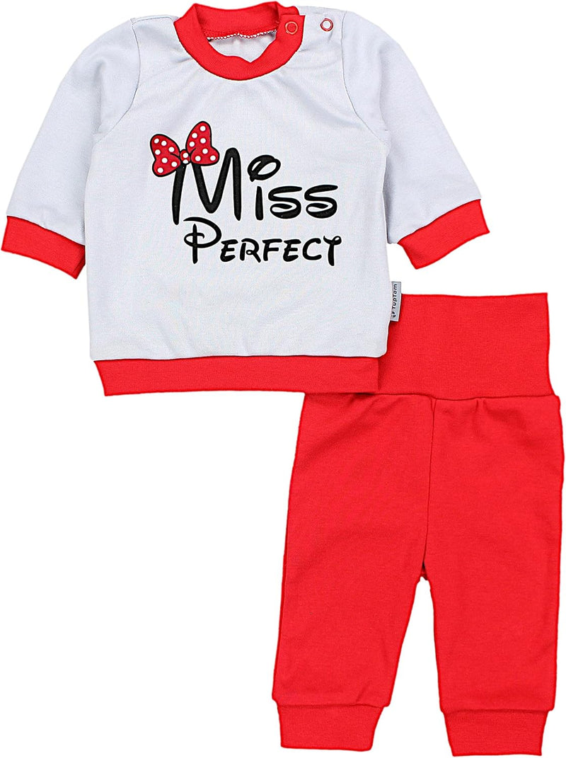 TupTam Baby Mädchen Outfit Langarmshirt mit Print Spruch Babyhose Babykleidung 2teilig 62 Miss Perfe