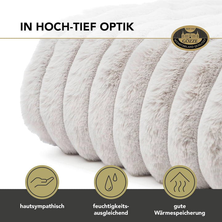Gözze - Wohndecke Vito, Luxuriöse Fellimitat-Decke, Cord-Kuscheldecke mit weicher Rückseite, 150 x 2