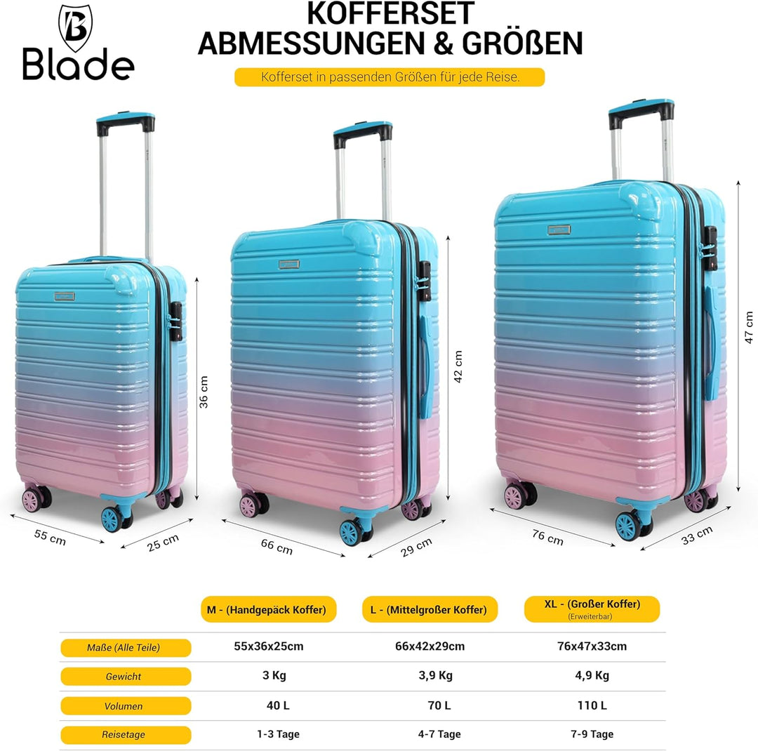 Blade Erweiterbares Handgepäck - Hartschalen Koffer Trolley - Leichter Reisekoffer Handgepäck aus AB