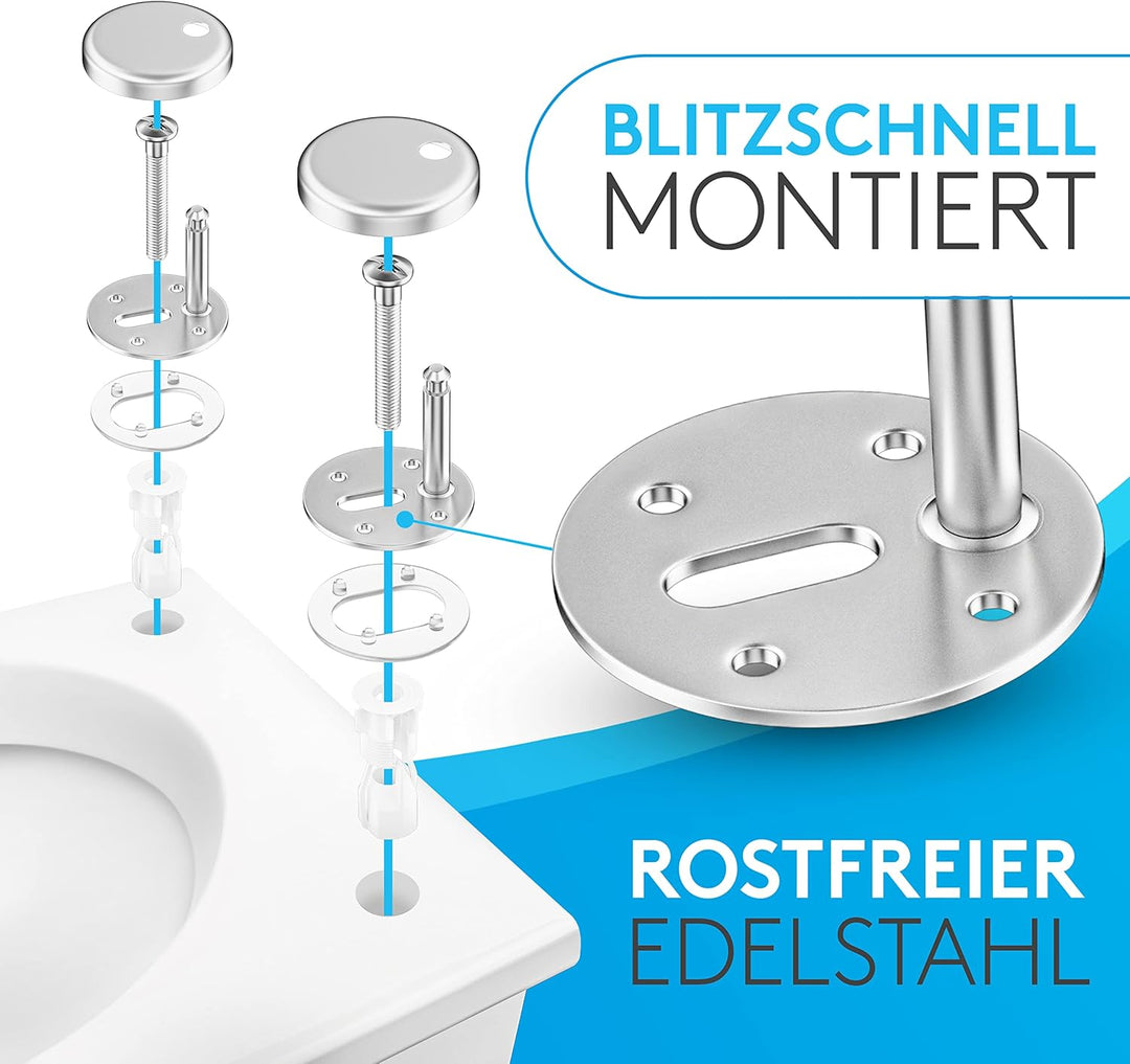 Comodo Toilettendeckel mit Absenkautomatik & Quick Release - Antibakterieller Klodeckel in D Form -