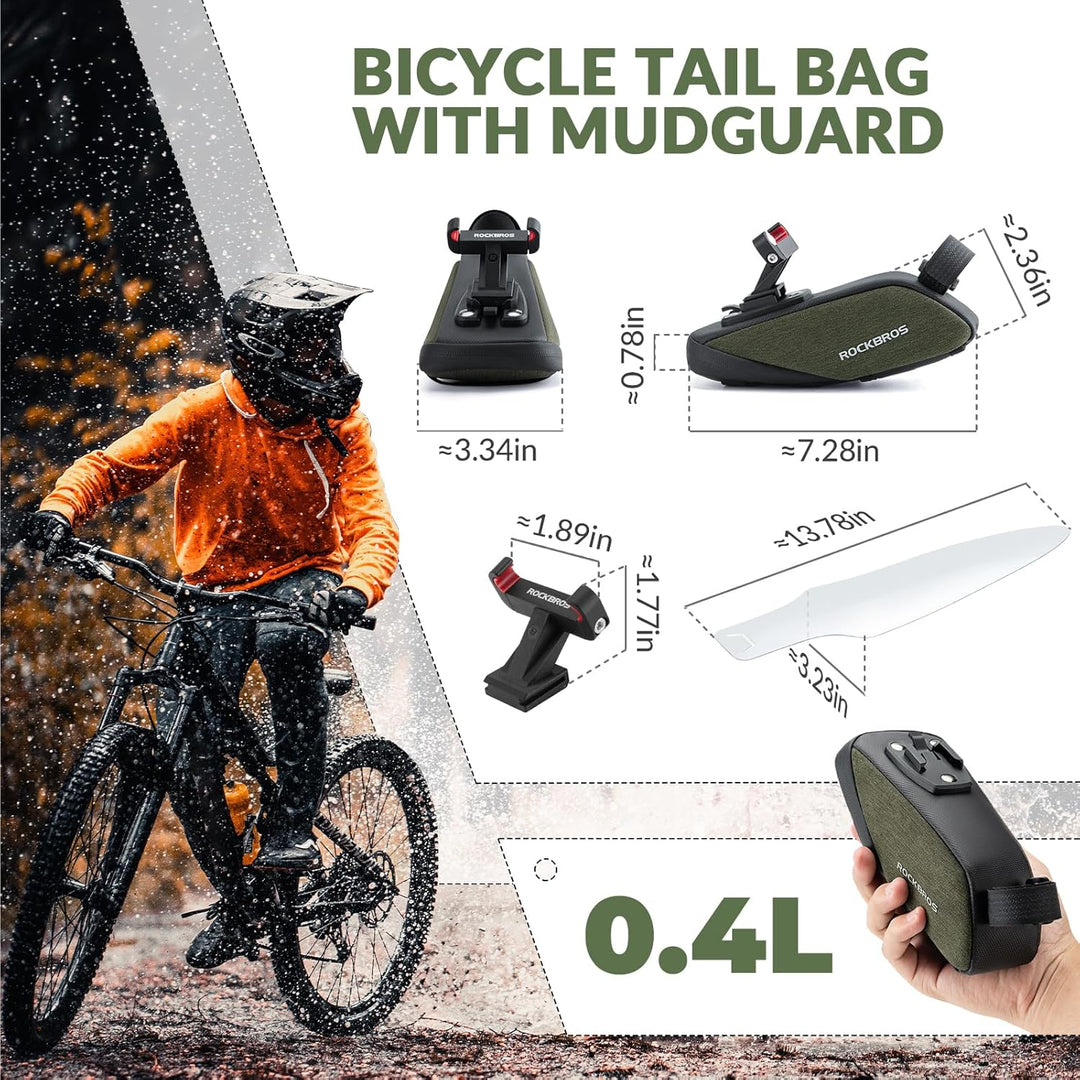 ROCKBROS Fahrrad Satteltasche Fahrradsitz Tasche Fahrradtasche mit Durchsichtigen PVC Kotflügel für