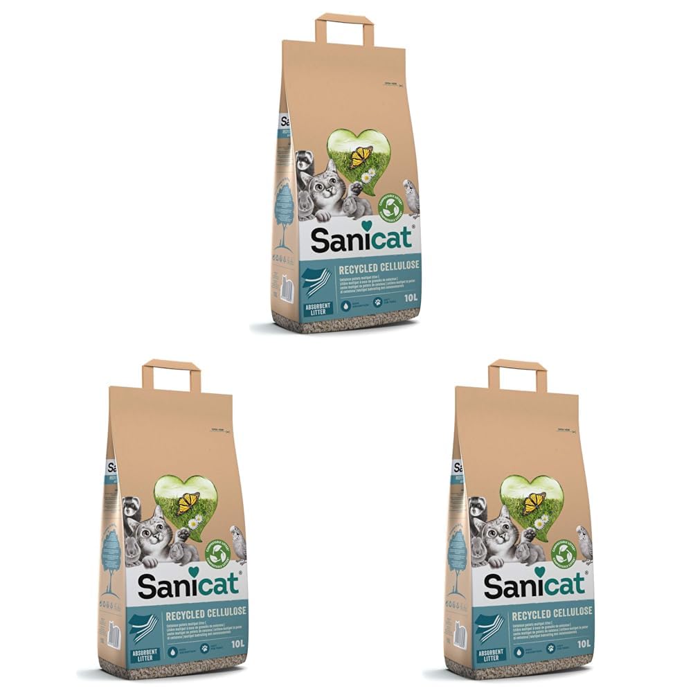 Sanicat – Absorbierende Multipet-Streu aus recycelter Zellulose | Ausgezeichnete Absorption und Geru
