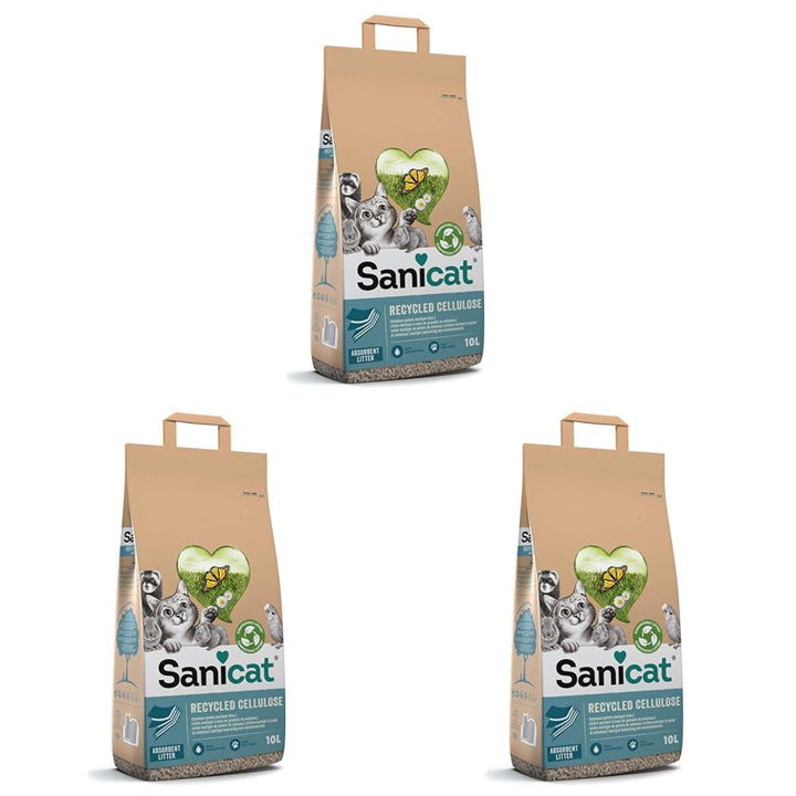 Sanicat – Absorbierende Multipet-Streu aus recycelter Zellulose | Ausgezeichnete Absorption und Geru