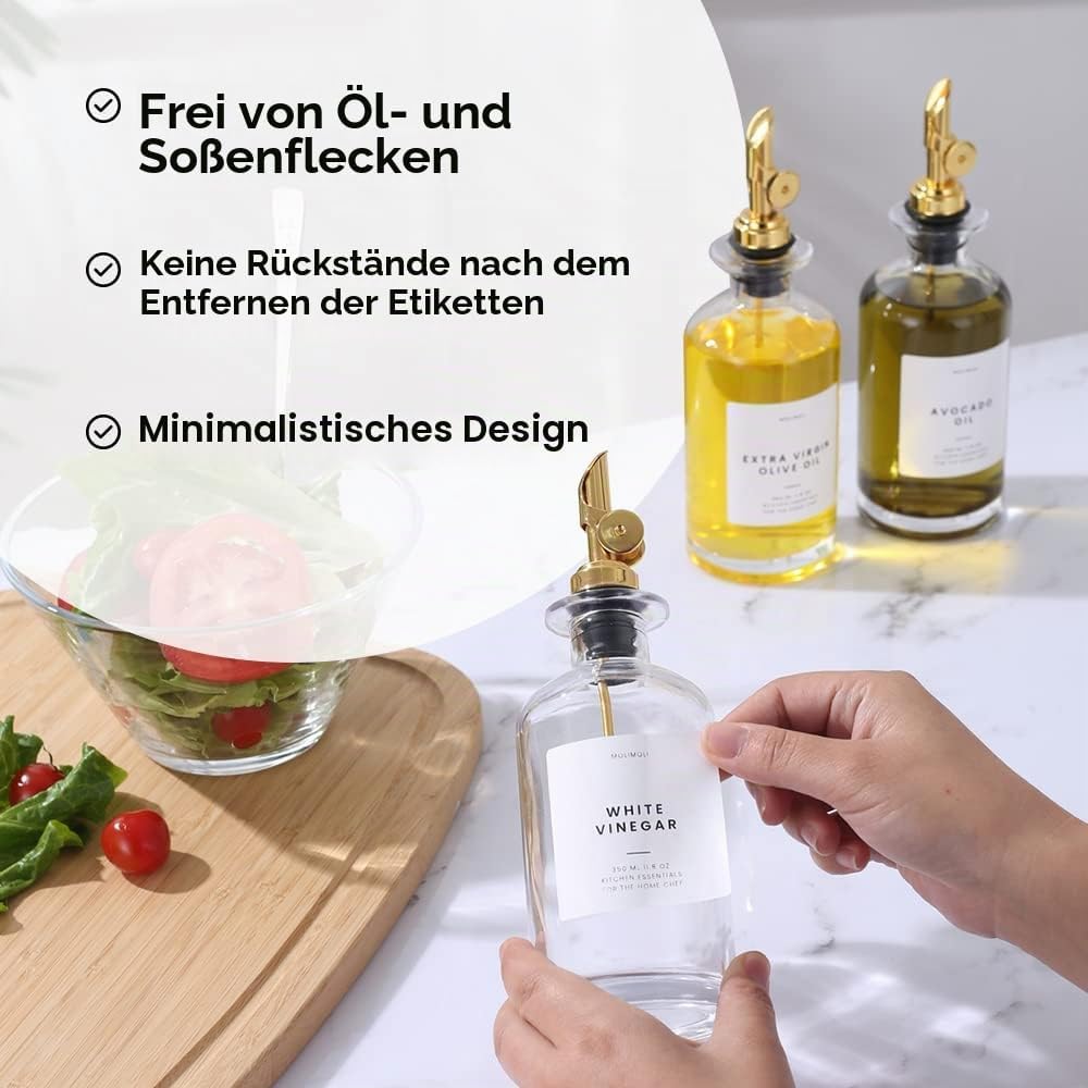 Molimoli Ölspender Flasche für Küche, Automatischer Ausgiesser, Dünne Glasflasche für Küche, Olivenö