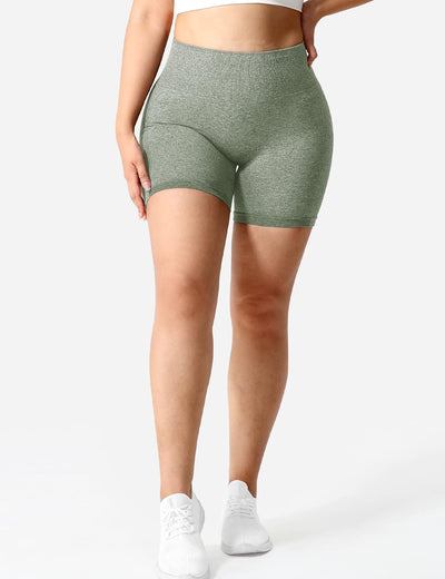 Yiifit Damen Nahtlose Scrunch Lächeln Kontur Yoga Laufen Sport aktiv Übung Fitness-Shorts Khaki S, K