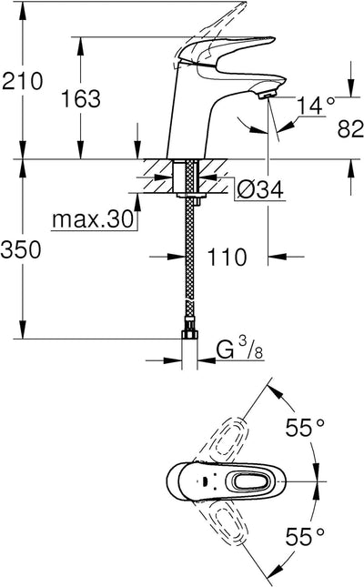 GROHE Eurostyle Einhand-Waschtischbatterie, chrom, 32468003, Small 1.00 Sonstige Chrom, 1.00 Sonstig