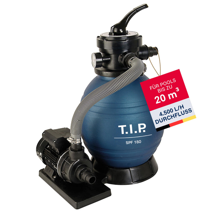 T.I.P. 30307 Schwimmbad Filter Set Sandfilteranlage SPF 180, bis 4.500