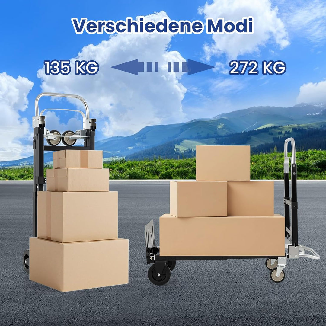 COSTWAY 2-in-1 Transportwagen Sackkarre klappbar, Handwagen mit Teleskopgriff &amp; Verstellbarer Länge,