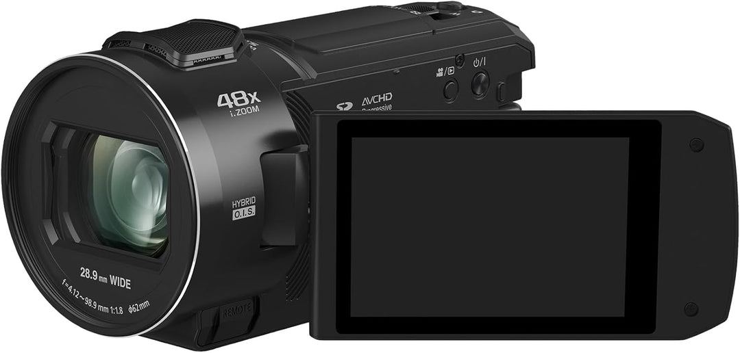 Panasonic HC-V900E-K Full-HD-Camcorder, FHD-Video, 25-mm-F1.8-Weitwinkelobjektiv, 24-facher optische