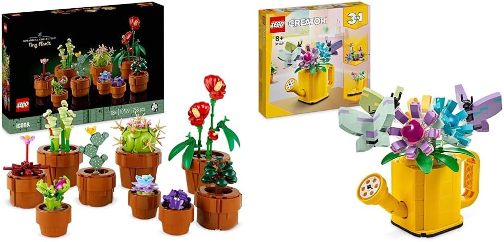 LEGO Icons Mini Pflanzen, 9 künstliche Blumen zum Bauen, Botanical Collection Sammel-Set & Creator 3