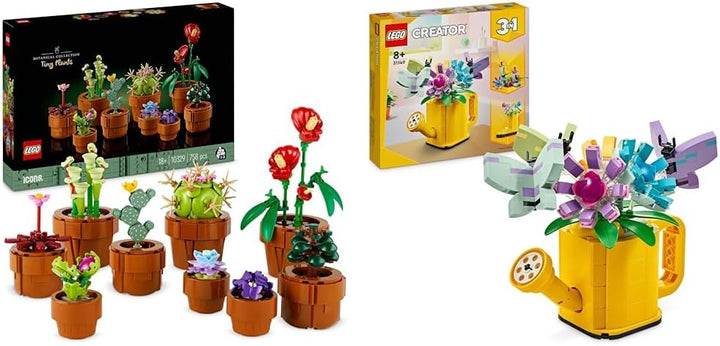 LEGO Icons Mini Pflanzen, 9 künstliche Blumen zum Bauen, Botanical Collection Sammel-Set & Creator 3