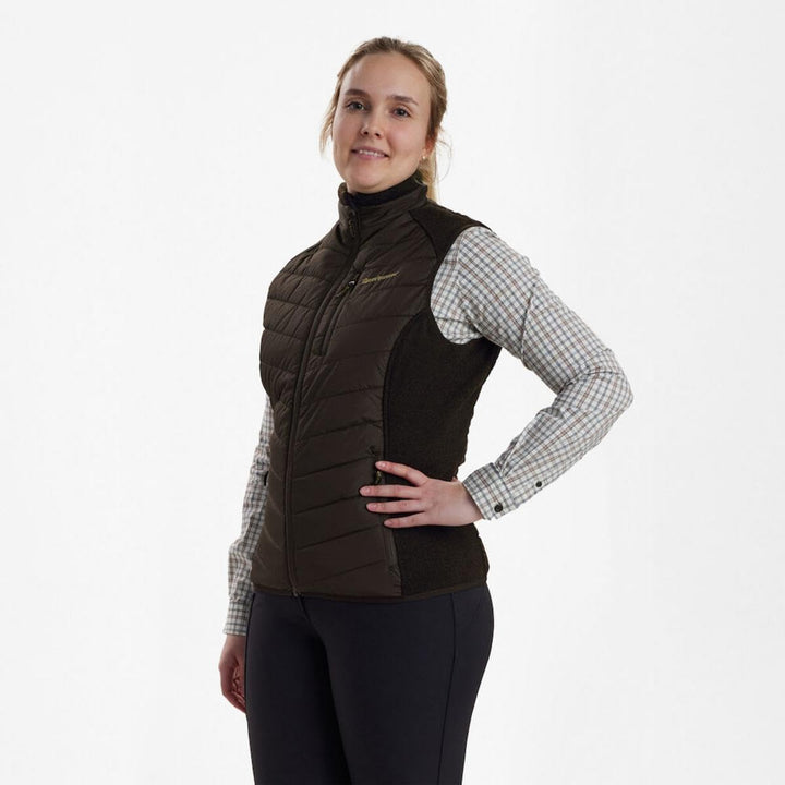 Deerhunter Lady Caroline Gepolsterte Weste mit Strick Brown-Blatt 38, 38