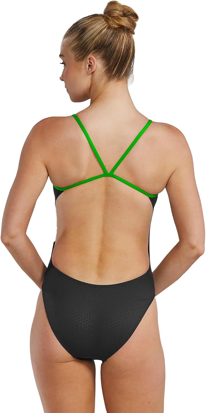 TYR Unisex Modern Hexa, zugeschnittene Passform, Schwimmanzug 22 Schwarz / Grün, 22 Schwarz / Gr
