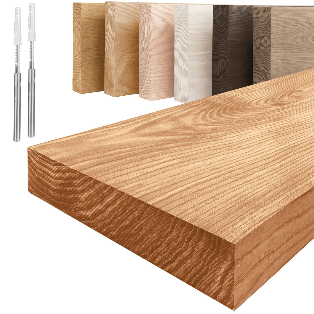 LAMO Manufaktur Schweberegal Holz mit unsichtbarer Befestigung | Wandregal 160 cm breit für Wohnzimm