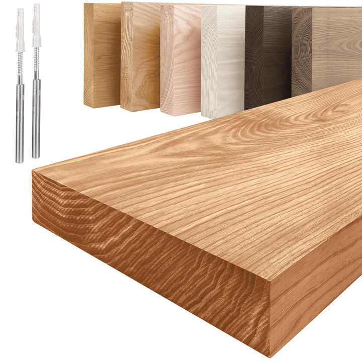LAMO Manufaktur Schweberegal Holz mit unsichtbarer Befestigung | Wandregal 160 cm breit für Wohnzimm