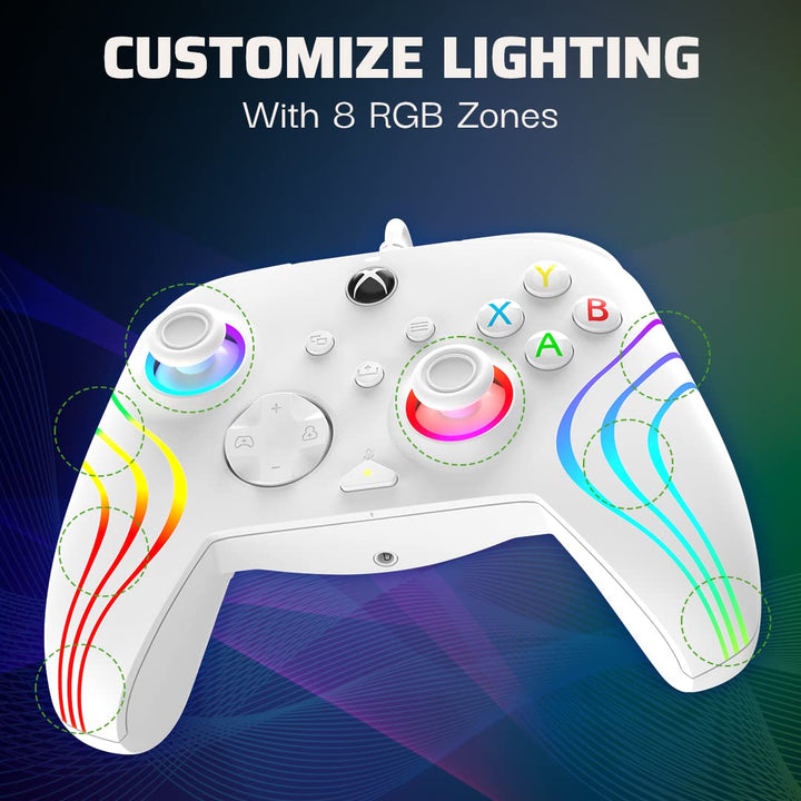 PDP AFTERGLOW XBX WAVE WIRED Controller weiss for Xbox Series X|S, Xbox One, Officially Licensed, We