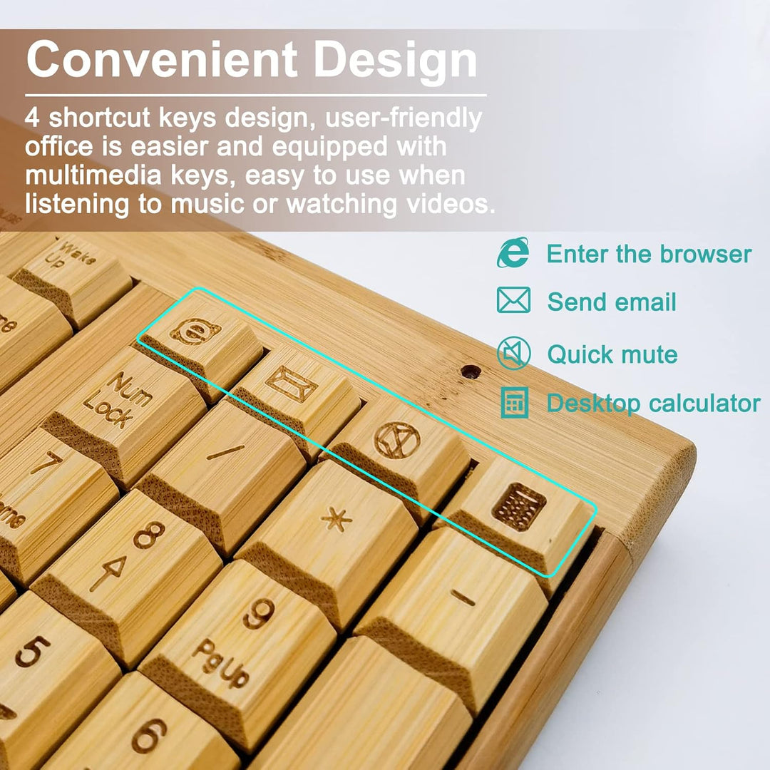 Smart Tech Handarbeit Natur Bambus Holz PC Wireless 2,4 GHz Tastatur und Maus Combo + Smart Tech Tou