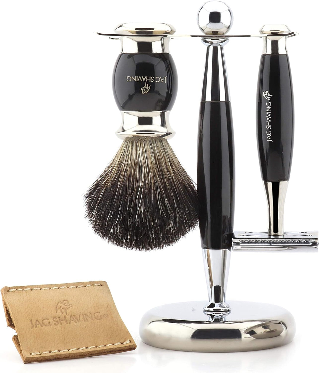 Jag Shaving Luxus-Rasierset für Herren, mit doppelseitigem Rasierhobel, Rasierpinsel, Rasierpinsel,