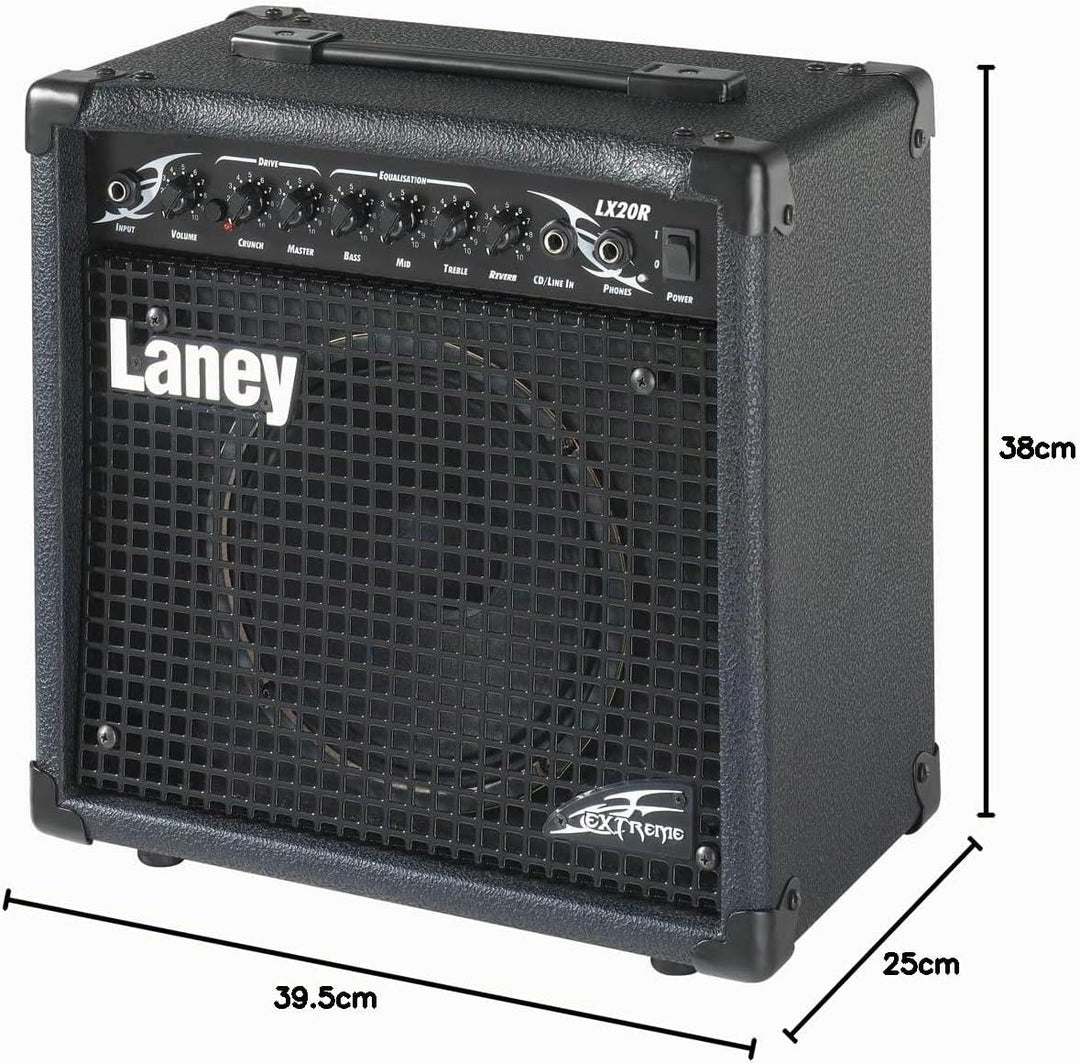 Laney LX Series LX20R - Guitar Combo Amp - 20W - 8 inch Woofer - With Reverb 20" Black, 20" Black