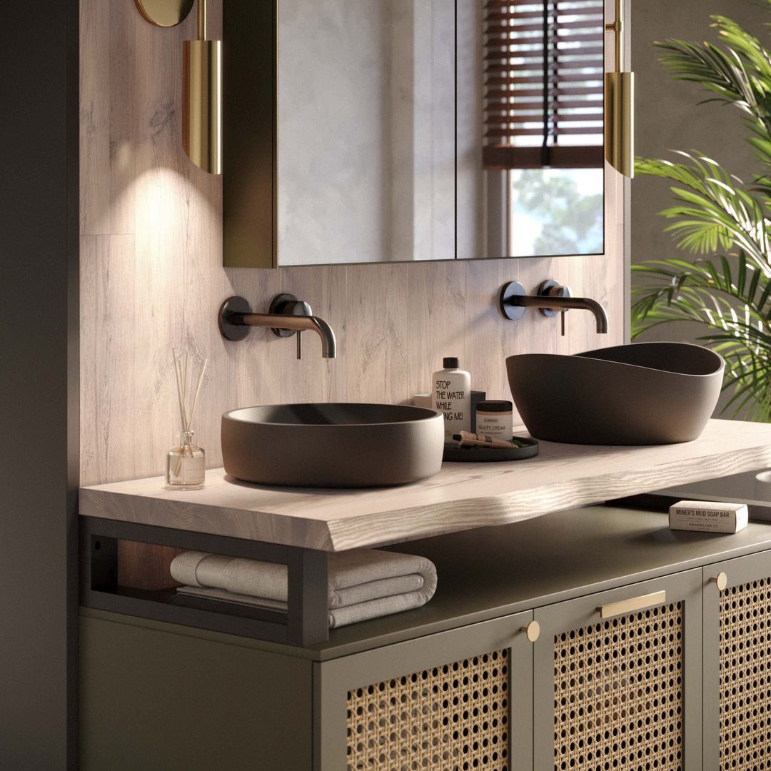 LAMO Manufaktur Waschtisch Konsolentischplatte, Holzplatte Waschtisch Konsolentisch Baumkante, 100x4