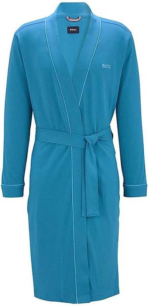BOSS Hugo Boss Herren Bademantel Kimono BM 10121122 02, Einfarbig, Medium Blue420