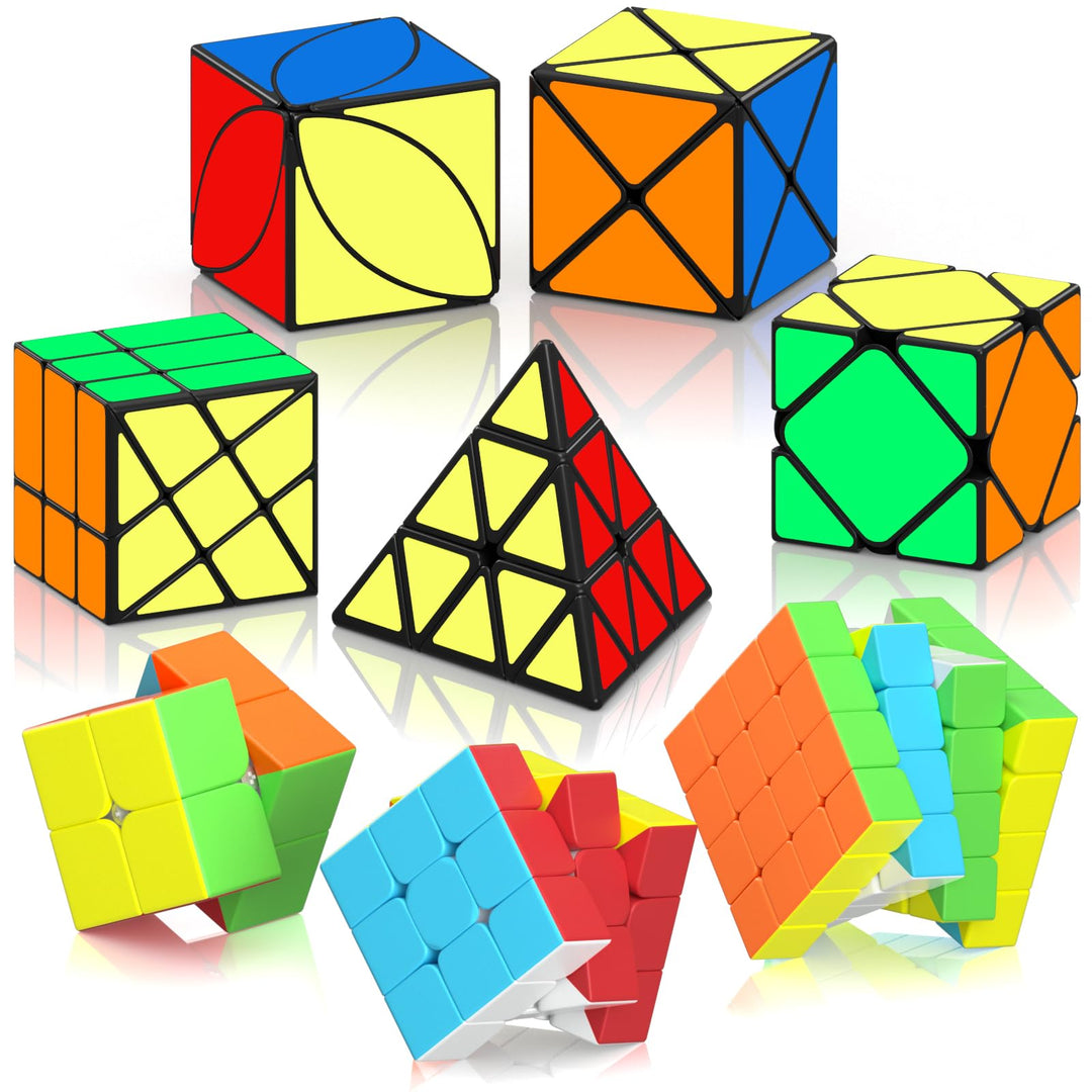 ROXENDA Speed Cube Set 8 Packs Zauberwürfel as Christmas Birthday Gifts | mit Tutorial,2x2 3x3 4x4 P