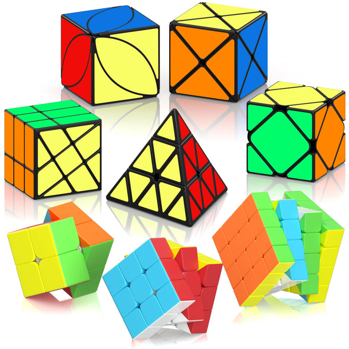 ROXENDA Speed Cube Set 8 Packs Zauberwürfel as Christmas Birthday Gifts | mit Tutorial,2x2 3x3 4x4 P