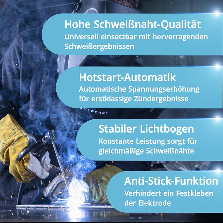 STAHLWERK Elektroden-Schweissgerät ARC 160 MD – MMA (E-Hand) bis 160 A, flexibel einsetzbar ohne Gas