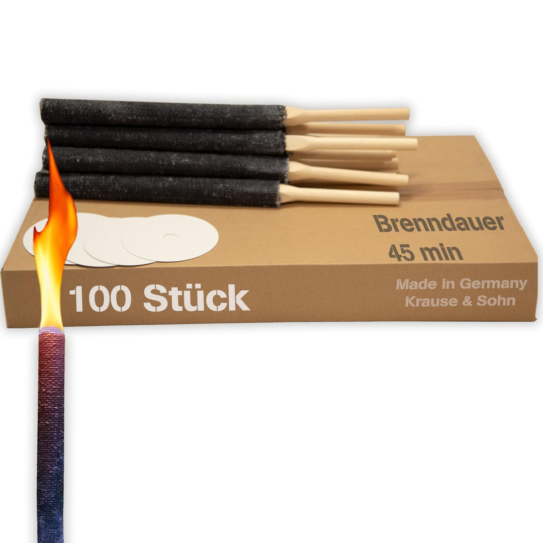 100 St Wachsfackeln 45 Min. Brennzeit Lagerfeuer Fackel Wachsfackel kleine Fackel, 100