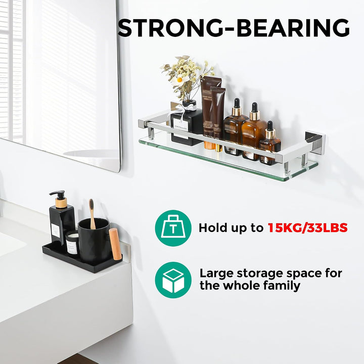 SAYAYO Duschablage Edelstahl, Duschregal Chrom Glasregal Badezimmer Regal Duschkorb Shampoo Halterun