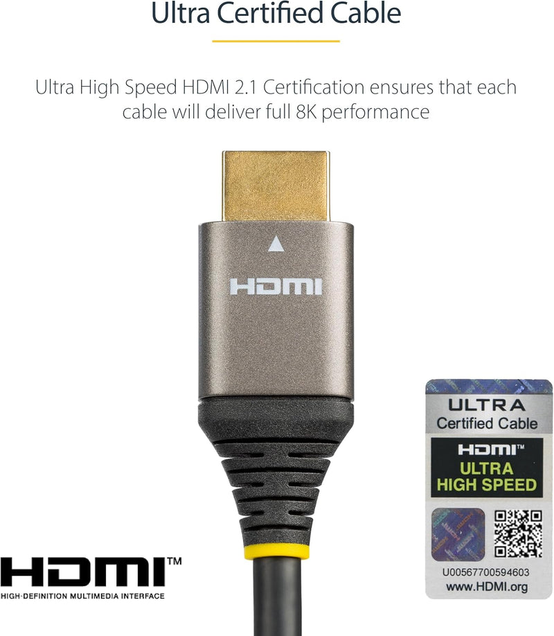 StarTech.com 2m HDMI 2.1 Kabel 8K - Zertifiziertes Ultra High Speed HDMI Kabel 48Gbit/s - 8K 60Hz/4K