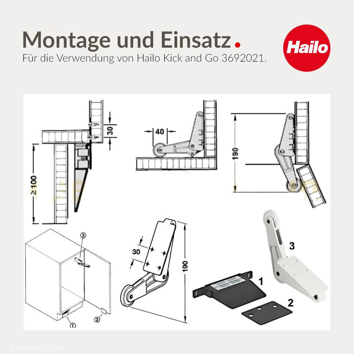 Hailo Türöffner 3692021 | Kick and Go Öffnungssystem für Drehtüren | Schranktüröffner als Türschnapp