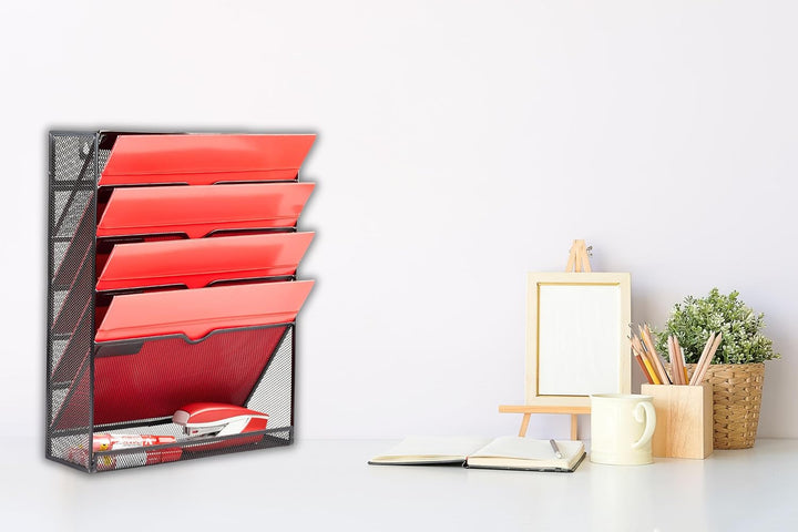 Ameco Wandhalterung für Zeitungen Flyer Briefpapier Dokumente 5 Fächer Elegante Ordnung Büro Zuhause