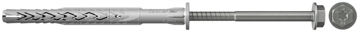 fischer Langschaftdübel SXRL 8x60 FUS R, Dübel mit Sechskantschraube &amp; angeformter U-Scheibe aus nic