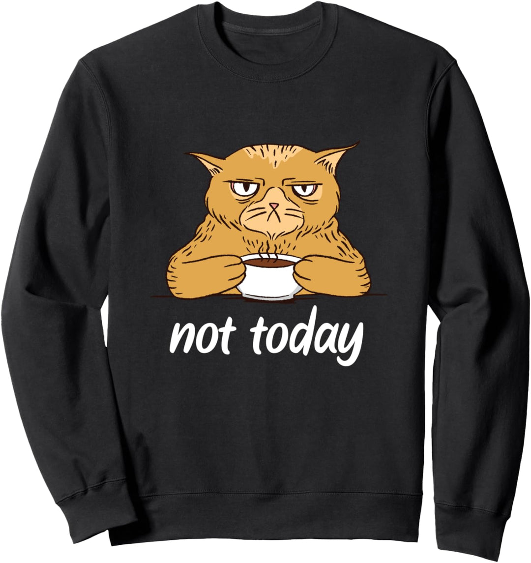 Nicht Heute Grimmige Katze Kater Mit Tasse Kaffee Geschenk Sweatshirt